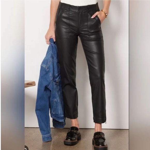 Kut from the Faux Leather Black  Straight Leg Jeans - Picture 1 of 11